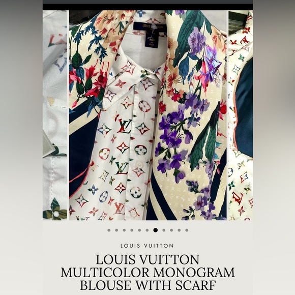 ***Rare****Louis Vuitton Long Sleeve monogram button down with scarf - Picture 13 of 15